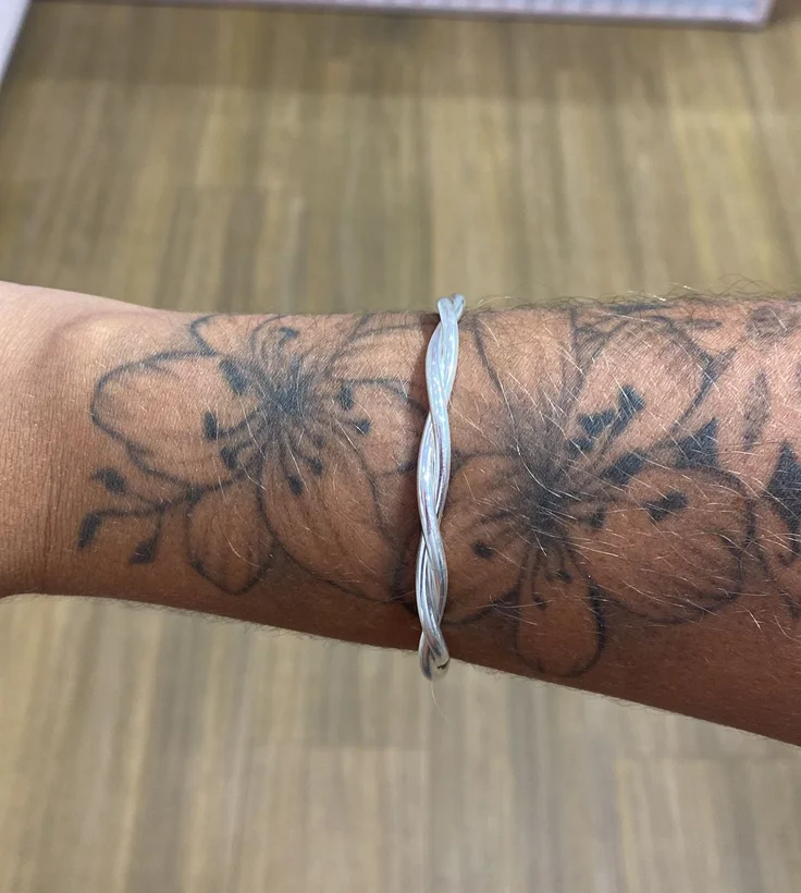 Bracelete Dois Fios Torcidos — Banhado a Prata 925