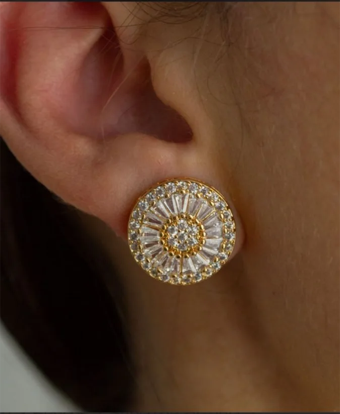 Brinco Pizza Zircônia — Banhado a Ouro 18k