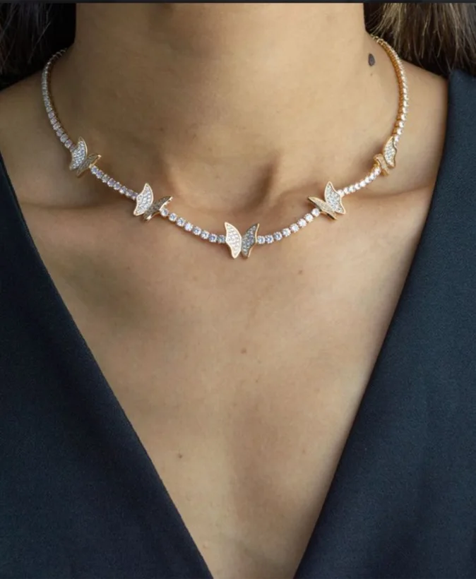 Choker Riviera Borboletas — Banhado a Ouro 18k