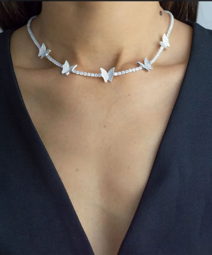 Choker Riviera Borboletas — Banhado a Prata 925