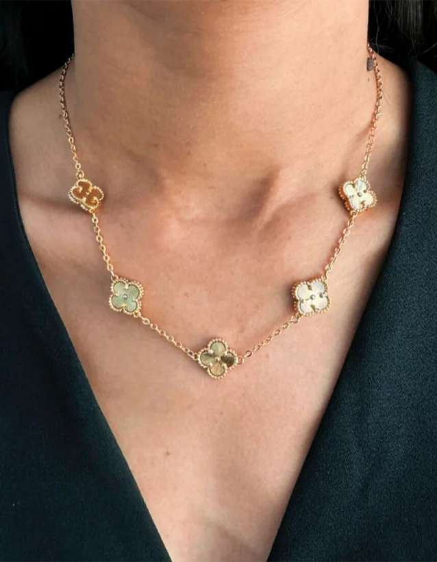 Choker Trevos Camada Dupla — Banhado a Ouro 18k