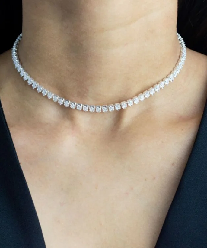 Choker Riviera Navete Grossa — Banhado a Prata 925