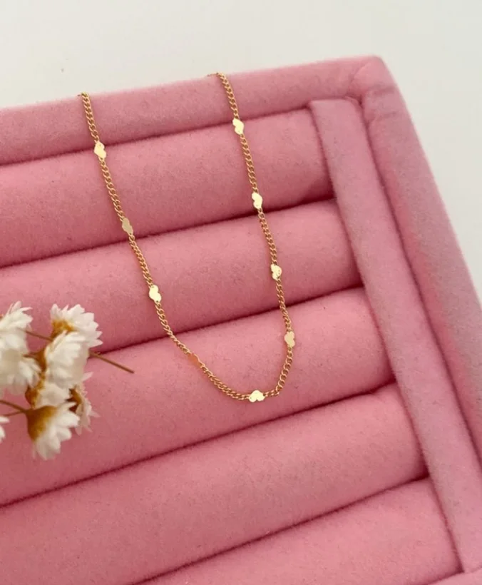 Pulseira Grumet Coraçõezinhos — Banhado a Ouro 18k