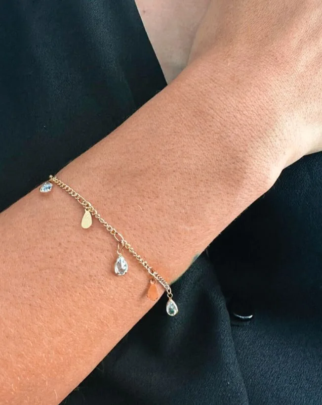 Pulseira Gotas Zircônia — Banhado a Ouro 18k