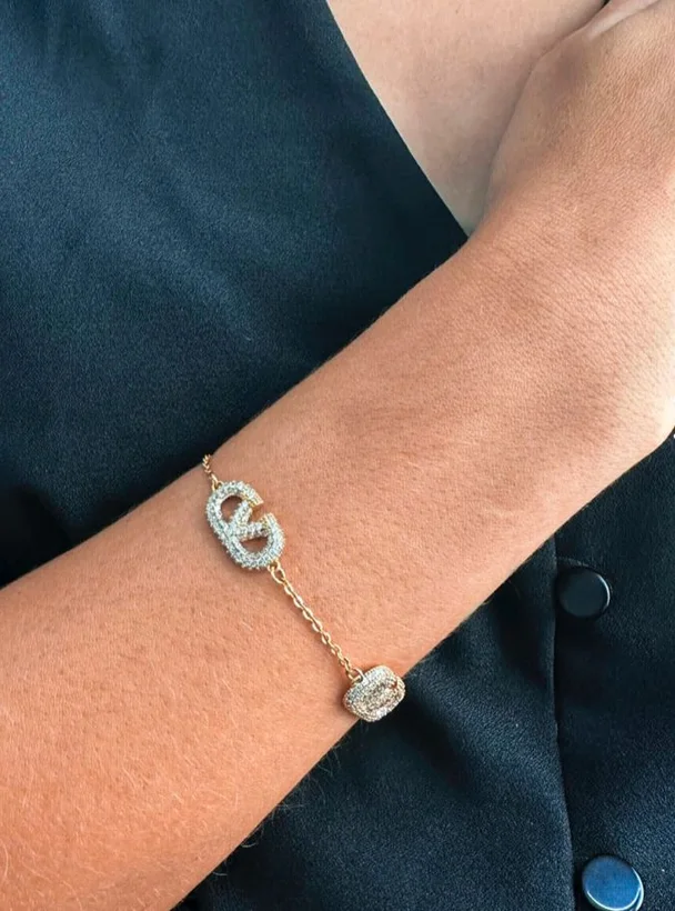 Pulseira Inspiração LV Zircônia — Banhado a Ouro 18k